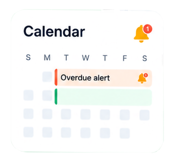 Calendar with overdue alert